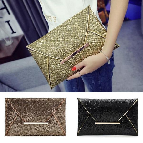 

women evening hasp bag party envelope clutch handbag glitter sequins sparkling banquet glitter bag for ladies girls wedding clutches