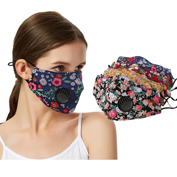 

floral print mask with breather valve breathable mouth masks anti dust washable reusable face mask cover designer mask dhf585