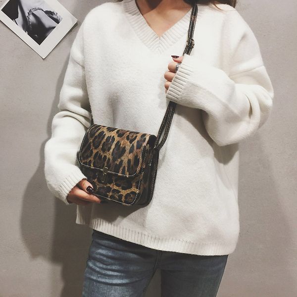 

women leopard print bags ladies small square bags fawn pendant shell shoulder bag pu leather messenger pu bag bolsa feminina n