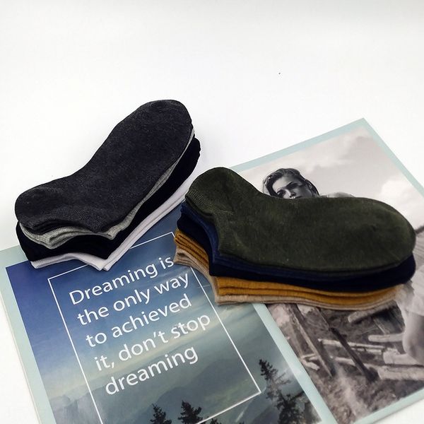 

short new simple solid boat color men's socks cotton men's low-boat socks, Black