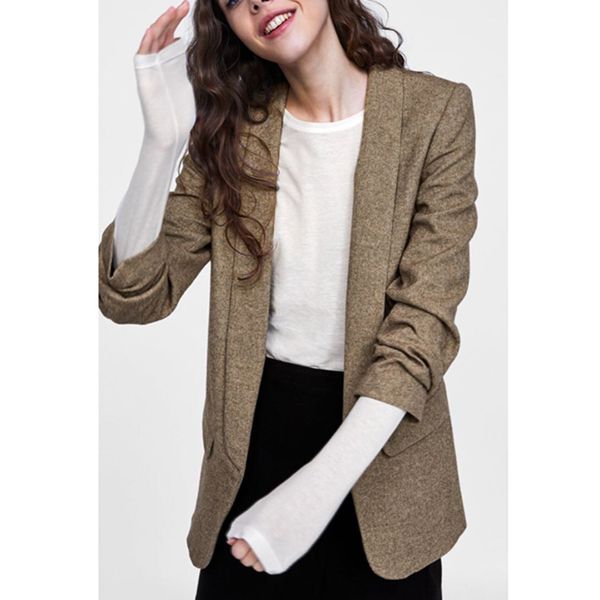 

sondr autumn 2020 new ladies suit khaki long-sleeved none closure vintage high-quality high street women blazer cost qb284, White;black