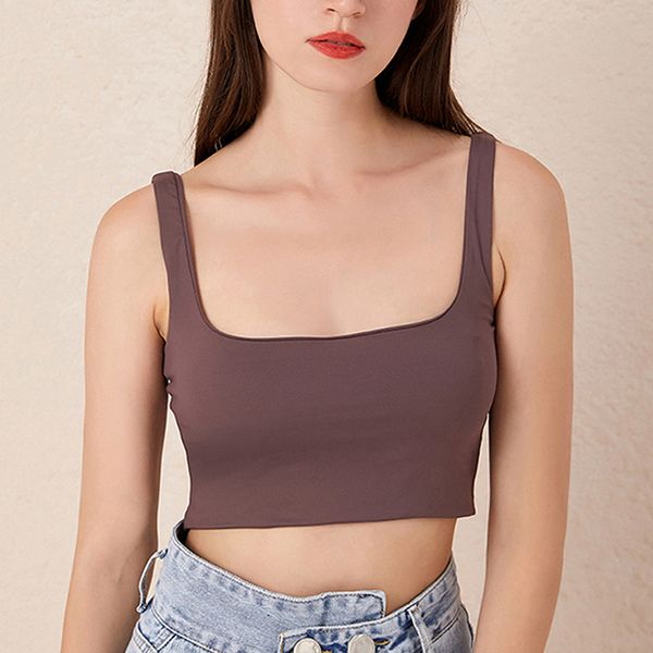 

solid color women's sports vest shoulder strap gym sports running vest comfortable camisole, Black;blue