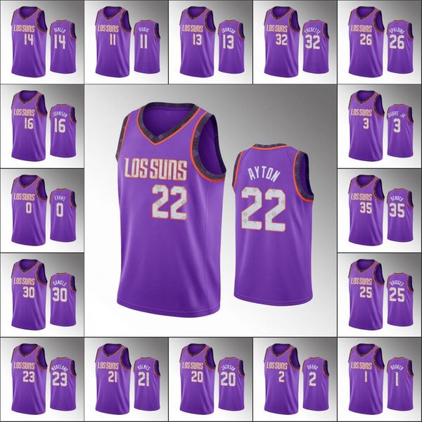 

phoenix suns men devin ricky kelly oubre jr. deandre ayton devin booker rubio nba 2020 purple custom jersey, Black