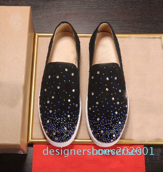 

fashion designer mens shoes low cut pointed flat red bottom leather casual party designer men and women shoes size 35-46 co01, Black