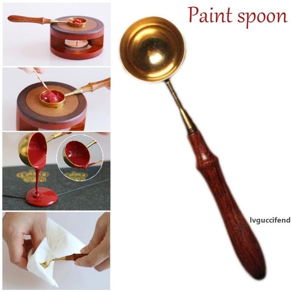 

vintage stamp sealing wax scoop sealing wax brass spoon wood handle diy candle fittings stamp seal heat beaded waxes spoon bh2793 tqq