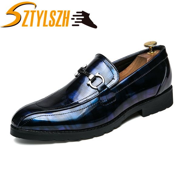 

men italian dress leather shoes mens patent leather thick bottom wedding shoes slip on business formal office, Black