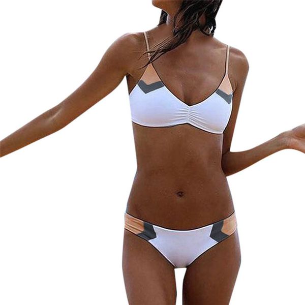 

2020 swimwear two pieces swimsuits push up bikini set women bathing suit bikinis padded pacthwork bikinis mid waist biquini a40, White;black