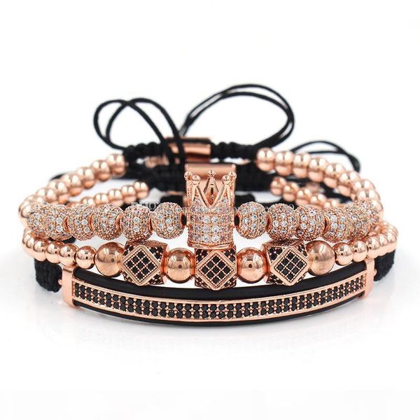 

men crown charm bracelet mens luxury beaded bracelets designer jewelry women braclet womens bangles bangle fashion accessories 3pcs set, Golden;silver
