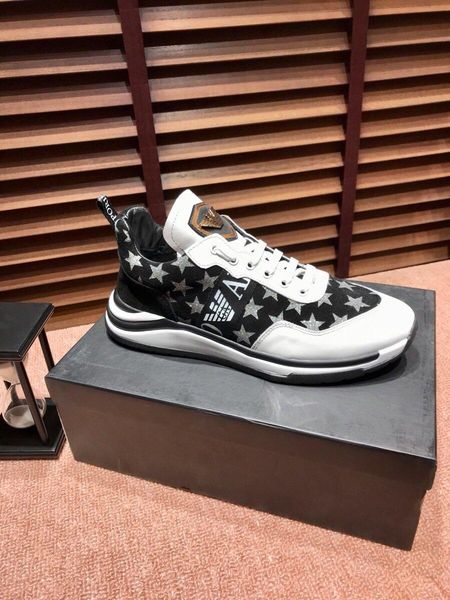 

2020 fashion men's embroidered letter casual shoes breathable leather classic sneakers lace-up low-shoes, size: 38-45, Black