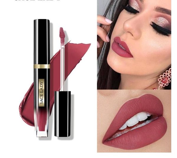 SACE SENHORA Matte Lipstick Maquiagem Waterproof Longa Duração 12H Lip Gloss Nude Red Pigment Batom Make Up Sem secagem Cosmetic