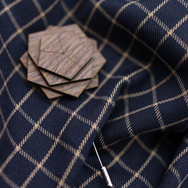 

linbaiway mens wood brooches long needle lapel pins mens suit flower collar for wedding gentlemen long badge boutonniere corsage, Gray