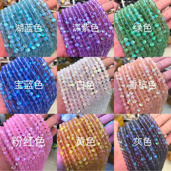 

7a natural stone] frosted synthetic glitter loose beads beads section big hole half hole, Silver