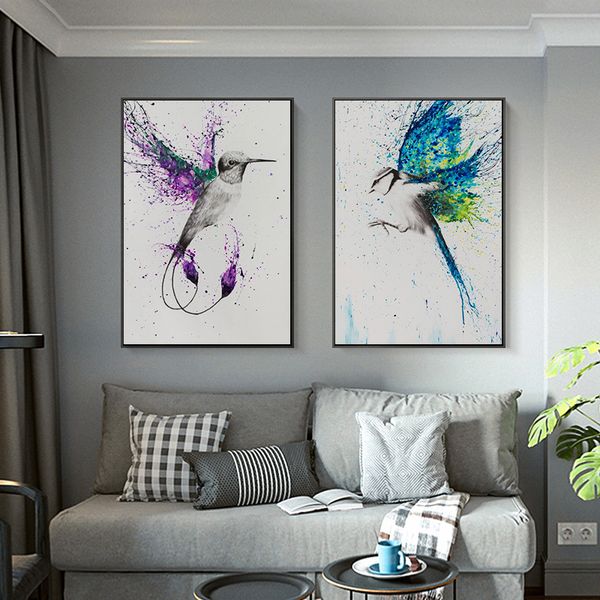 

flying birds color bright abstract wings canvas painting modern posters and prints wall art pictures for living room home decor