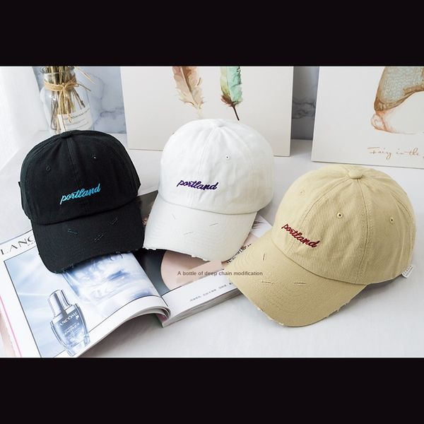 

is9aq tide brand american hole letter soft ins female net red grinding edge bending baseball cap sun hat sun hat brim sunshade baseball, Blue;gray