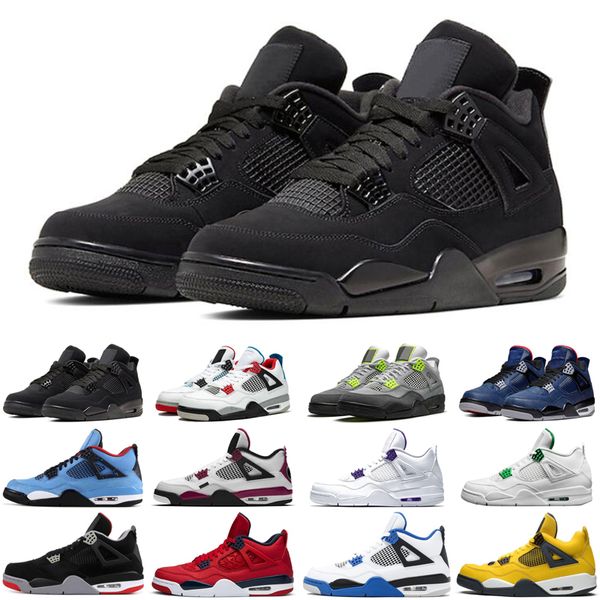 

psg 4 4s men women basketball shoes black cat court purple cactus jack neon mens womens trainers sports sneakers size 5.5-13