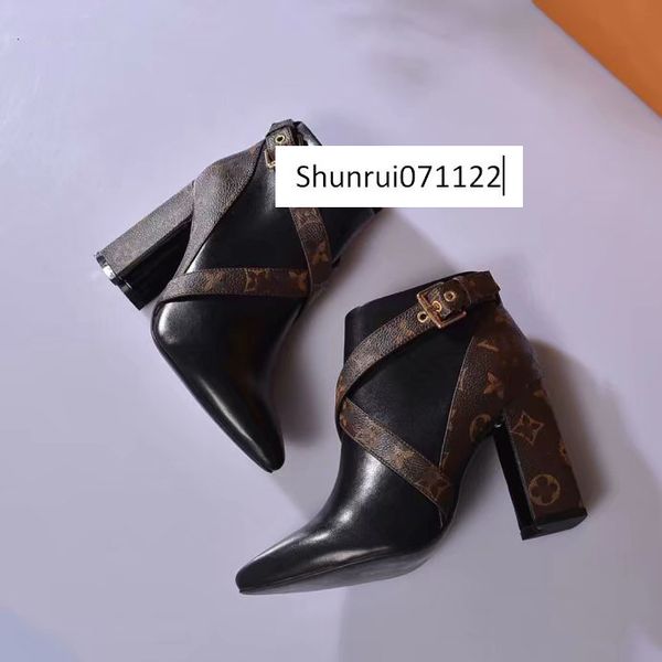 

new matchmake low boots womens shoes ankle boots classic monogram canvas strap boots graphic block heels booties quality