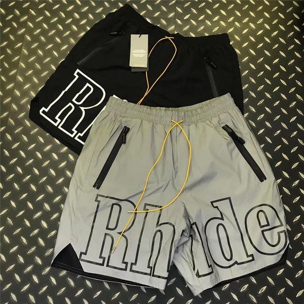 

3m reflective rhude shorts men women 1:1 streetwear shorts fashion casual hip hop beach sportswear rhude shorts sh190907, Black