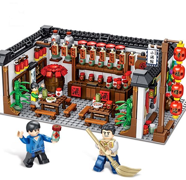 

building blocks toys plastic assembled bricks toy large particle puzzle blocks diy building block toys china town pub