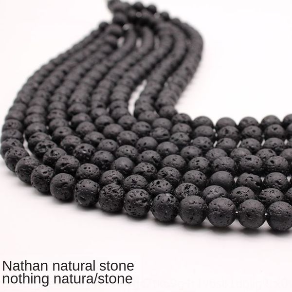 

a2wtj natural black volcanic stone semi-finished bulk beads summer handmade natural black accessories volcanic stone semi-finished bulk bead, Silver