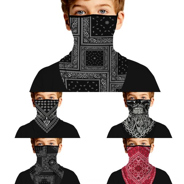 

i0efa totem digital printing breathable towel triangle scarf multi-functional children's hanging ear triangle towel sunscreen mask sca, Black