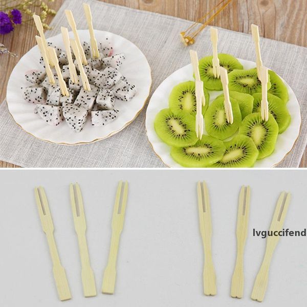 

80 pcs/set dessert cake food eco-friendly fork pure bamboo disposable fruit forks party household snack store disposable forks bh2807 tqq
