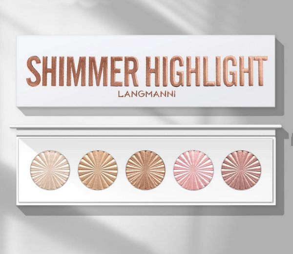 

langmanni glow up highlighter powder palette natura brighten luster shimmer highlight 5 color contour bronzer face powder makeup