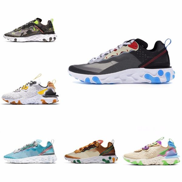 

new ashion react element running shoes fo men women light bone triple black royal solar team red mens trainers sports sneaker runner s#07281