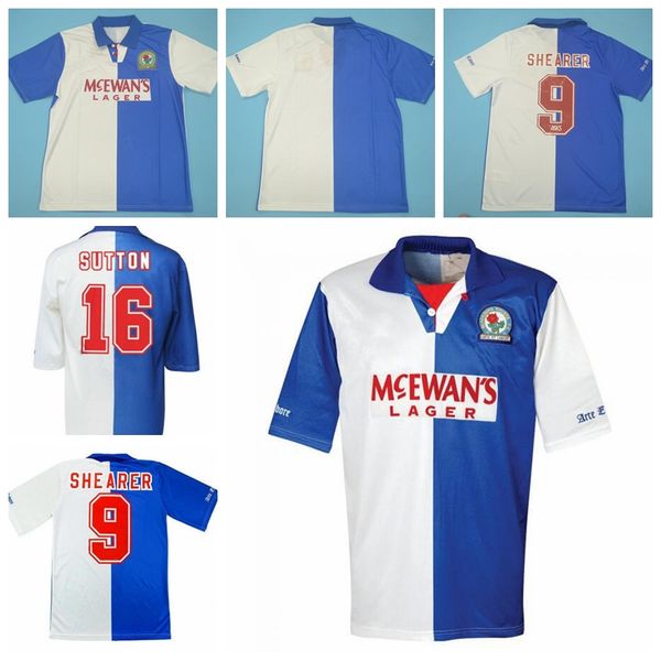 

1994 1995 vintage blackburn retro soccer jersey 16 sutton 9 shearer 7 ripley 20 berg hendry sherwood alan gascoigne football shirt kits, Black;yellow