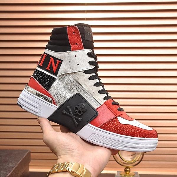 

phantom kick $hi -crystal sneakers mens shoes comfortable vintage shoes style lace -up sports casual men boots chaussures pour hommes, Black