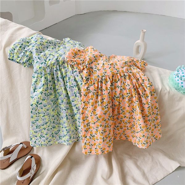 

2020 summer new arrival girls fashion floral dress kids cotton dress princess, Red;yellow