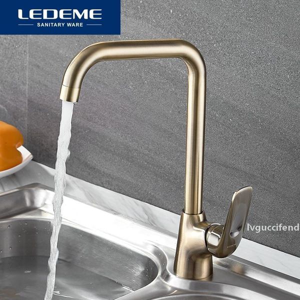 

ledeme kitchen faucets brass single handle single hole finish 360 swivel mixers taps kitchen tap sink mixer l4048c t200423