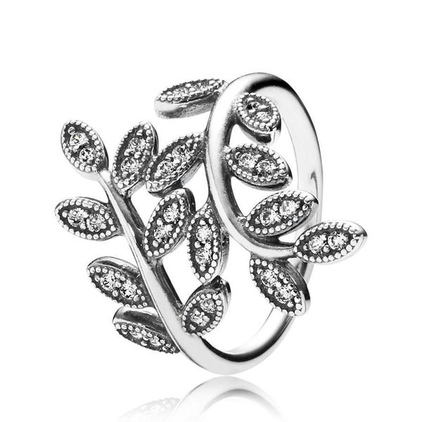 

925 sterling silver shimmering leaves ring luxury designer women real cz diamond engagement rings sets 18k white gold with pandora gift box