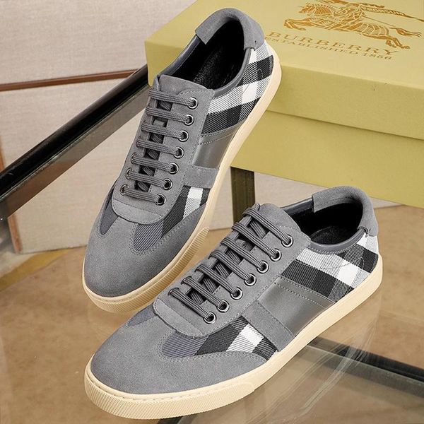 

drop ship vintage check and leather sneakers mens shoes fashion design shoes plus size low casual style men shoes scarpe da uomo, Black