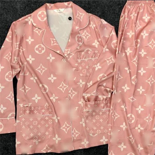 

summer latest women luxury sleepwear retro printed lady ice silk pajamas set party & banquet casual female home clothing