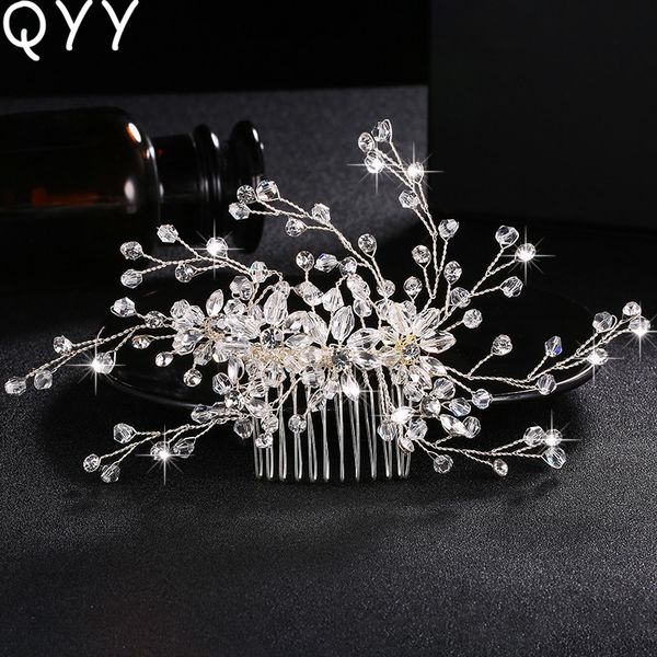 

fashion wedding hair comb handmade crystal bridal hair accessories jewelry headpieces for hairstyle, Golden;silver
