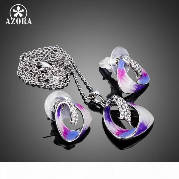 

азоры уникальный привлекательный маслом шаблон stellux австрийский кристалл серьги и ожерелье ювелирные наборы tg0168, Silver