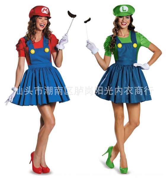 

wansheng new role-playing red and green mario water pipe worker game wansheng new role play kit suit cartoon super mary suit, Black;red