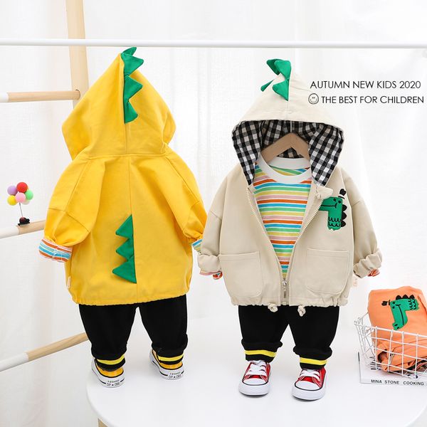 

hylkidhuose 2020 autumn baby boys clothing sets coats rainbow colors t shirt pants 3 piece infant newborn kids casual clothes, White