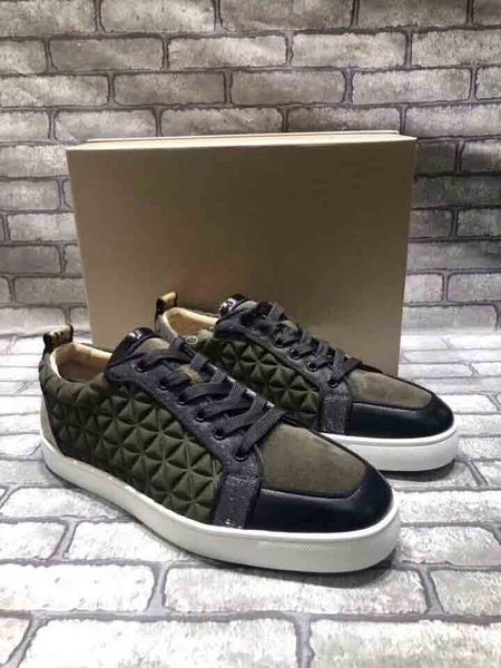 

factory wholesale grained leather classic rantulow flat leather sneakers red bottom shoes junior lowcut men shoes red soles ing, Black