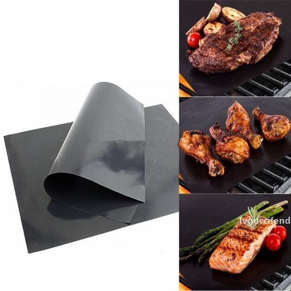 

bbq grill mat barbecue grilling liner portable non-stick and reusable make grilling easy 33*40cm 0.2mm black oven late mats