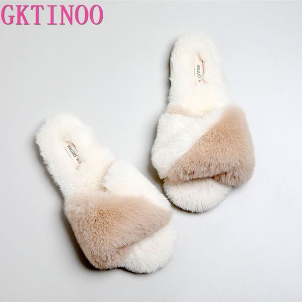 

gktinoo quality japanese home shoes women slippers soft plush warm peep toe flip-flops rubber bedroom non-slip women shoes, Black