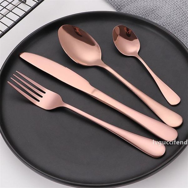 

4pcs western dinnerware set flatware cutlery set rose gold cutlery set knife fork spoon wedding tableware