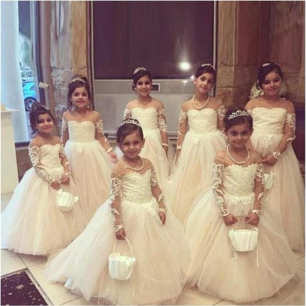 

lace kids formal wear birthday christmas girls pageant baby children party dress o-neck illusion applique flower girls dresses, Red;yellow