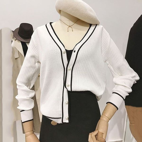 

xiaoxiangfeng solid color v-neck sweater coat ice silk women's long-sleeved sweater outer cardigan women's thin style, Black;brown