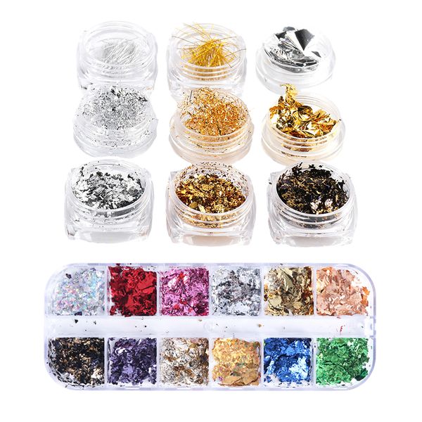 

salon diy foil nail chips paillettes fragments nails art decals supplies