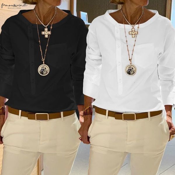 

plus size tunic women asymmetrical hem blouses 2020 casual loose buttons shirt button autumn long sleeve blusas feminians 7, White