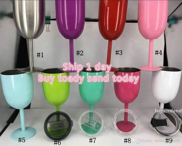 

9 colors 10oz goblet vacuum insulated double wall stainless steel lowball wine tumbler 10 oz with lid champagne glass true north st
