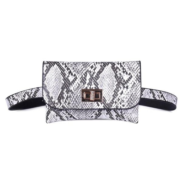 

fashion snake print small women waist fanny packs pu leather chest bags classic pouch purse casual belt bag female waist bag