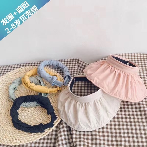 

children's korean shell hair band sunscreen sunscreen hat foldable tiktok children's hair band hat, Yellow