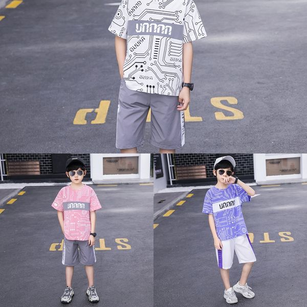 

skqmy cottage 2020 new casual children's clothing boys' leisure suit summer medium and large children's short-sleeved shorts